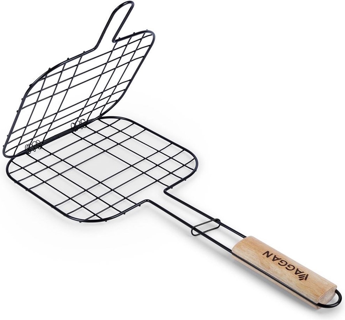 Vilde Hamburger Grill Klem Edelstaal Zwart Anti-Aanbak 49x21 cm Hamburgergrill Grillrooster Rooster Barbecuerooster Grillmand Bbq Barbecue Mand Grillschaal