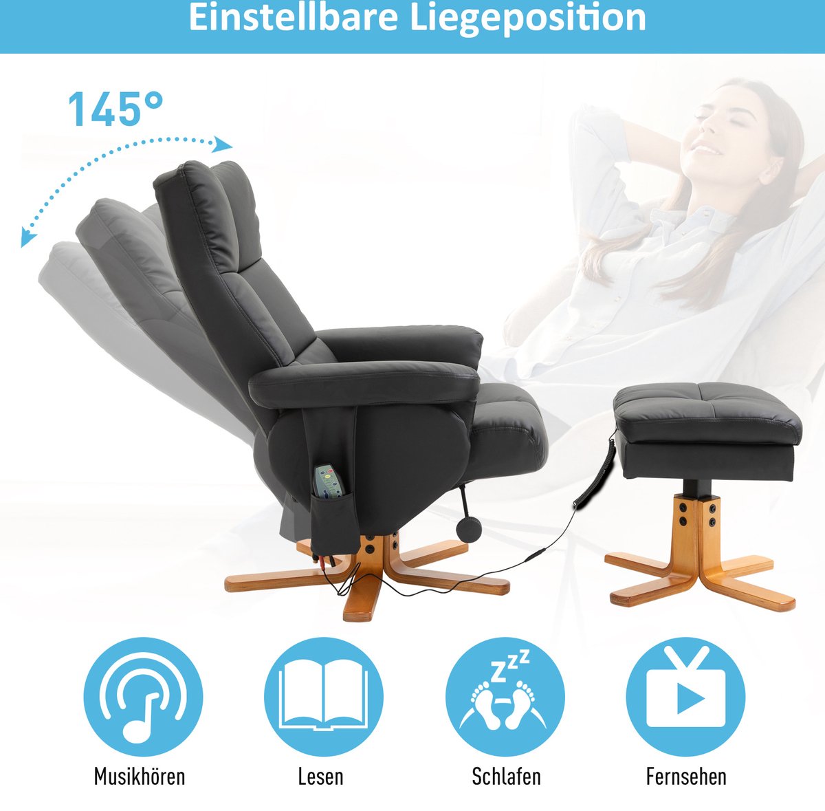 Afbeelding 2 van HOMCOM Massagestoel 700-111V02 Bruin met Ligfunctie