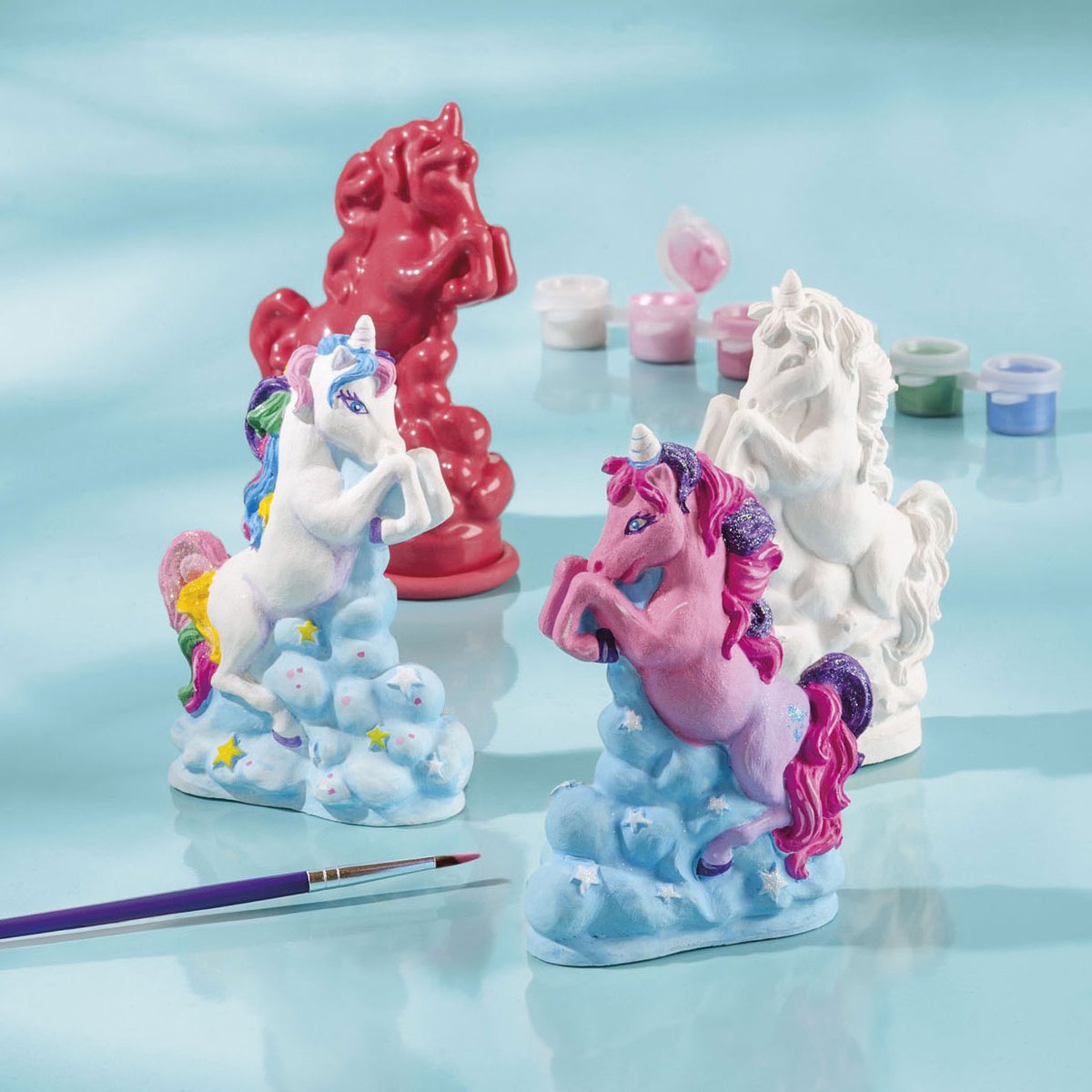 Totum Unicorn knutselset gips gieten en beschilderen incl. 7 verf kleuren & herbruikbare mal — afbeelding 13