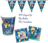 Dolfje Weerwolfje kinderfeest pakket. 16 bekertjes, 20 servetten & 10m vlaggenlijn