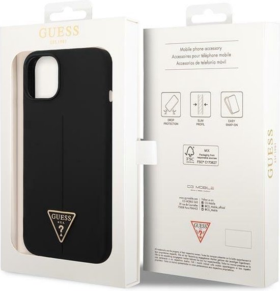 Guess - GUHCP14MSLTGK - iPhone - 14 - Plus - 6.7 - noir/noir - coque rigide - silicone - triangle