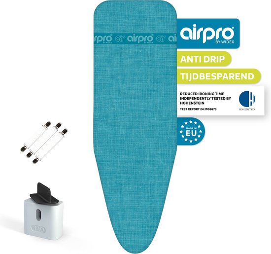 AIRPRO By Widex 6 laagse strijkplankhoes - 50% sneller strijken - Geen water meer onder je strijkplank - maat L voor een breedte van 37 tot 45 cm en een lengte van 119 tot 124 cm - Incl gratis spanners