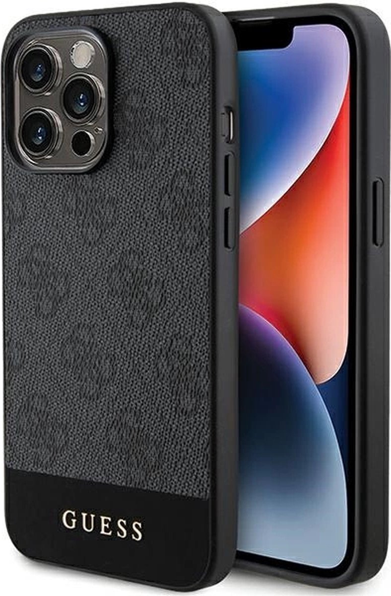 Guess 4G Stripe Back Case - Geschikt voor Apple iPhone 15 Pro Max (6.7") - Grijs