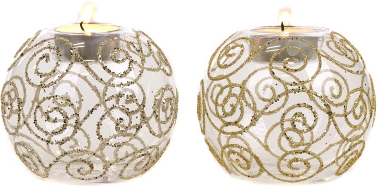 Goodwill Waxinelichthouder Glas Champagne-Goud D 10 cm Voordeelass. Per 2 Stuks