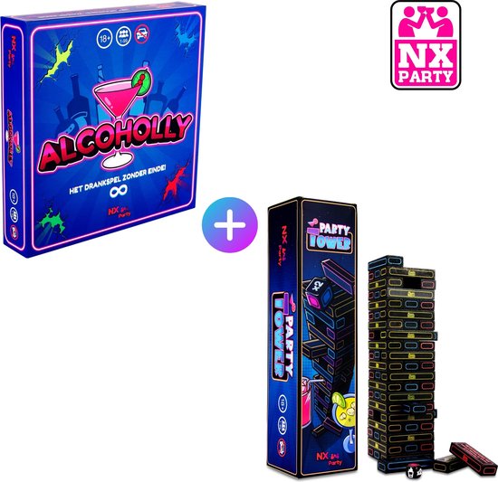 Foto: Nx party duo alcoholly party tower drankspellen nederlandstalig bordspel spelletjes voor volwassenen drank spelletjes drunken tower drinkopoly party spellen