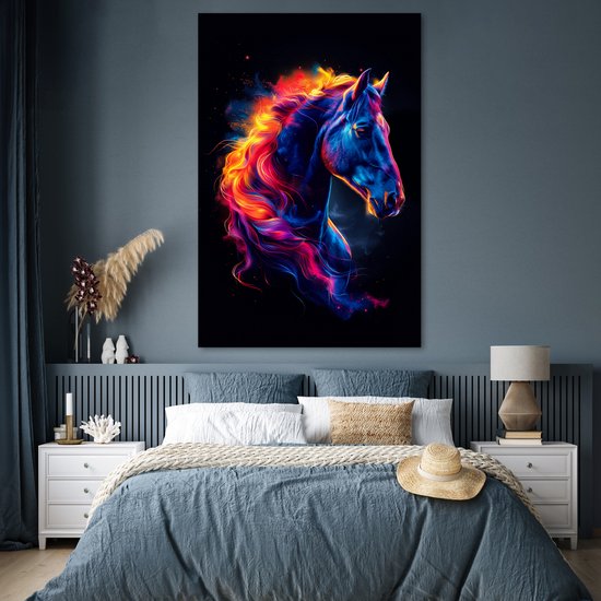 Poster 120x180 cm - Cheval - Animal - Fumée - Zwart - Couleurs - Posters - Décoration murale chambre ado - Décoration chambre ado - Accessoires chambre ado jeunesse
