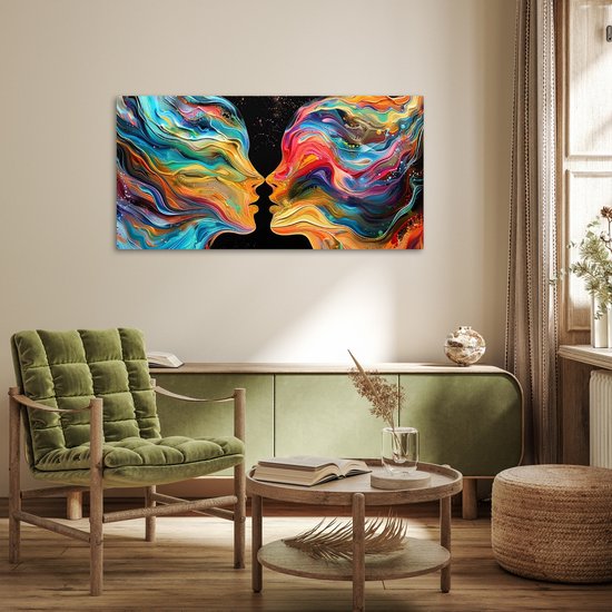 Affiche 120x60 cm - Art - Coloré - Femme - Art - Abstrait - Visages - Posters - Décoration chambre - Décoration murale salon - Décoration murale chambre