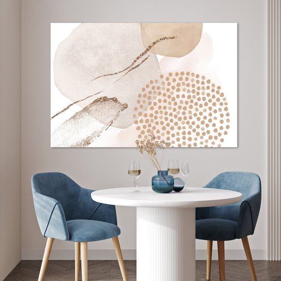 Poster 120x80 cm - Watercolor - Beige - Pastel - Modern - Abstract - Posters - Wanddecoratie badkamer - Muurdecoratie WC - Decoratieve accessoires - Toilet muur decoratie