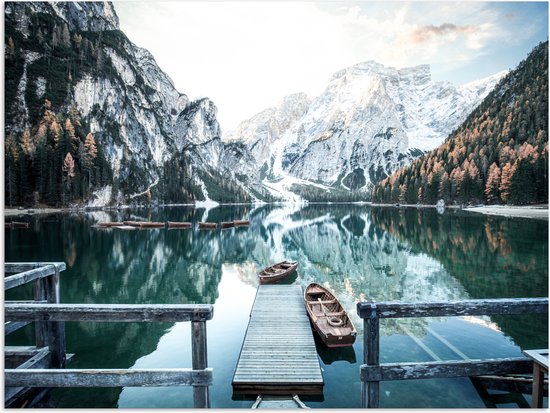 Affiche 80x60 cm - Nature - Montagnes - Neige - Forêt - Bateau - Posters - Décoration chambre - Décoration murale salon - Décoration murale chambre