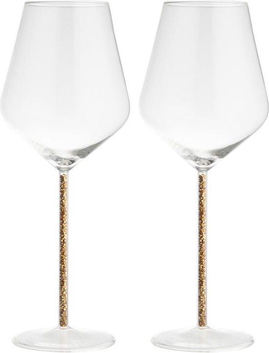 Foto: Gusta wijn glas glitter goud set van 2