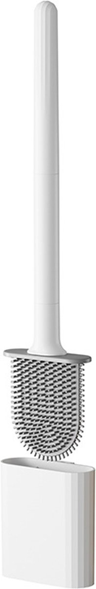 WC Borstel met Houder – Toiletborstel – Siliconen – Vrijstaand En Hangend – Wit Afneembare handgreep Wandtoiletborstel Clip-on reinigingsborstel
