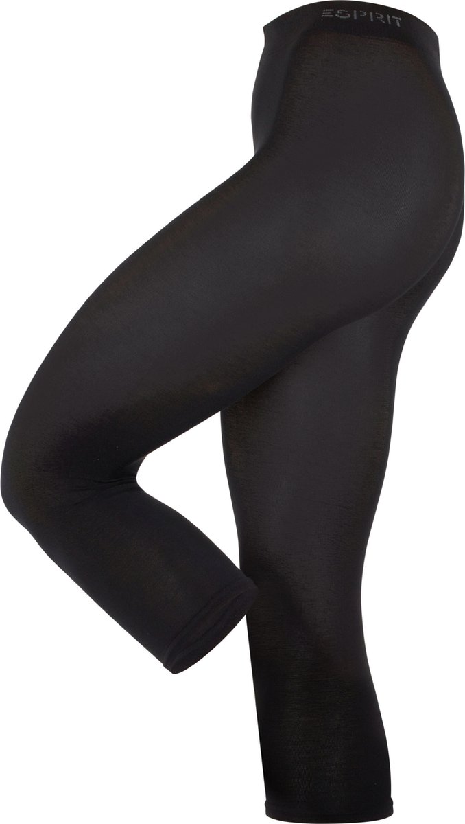 Esprit Cotton Capri eenkleurig katoen legging dames zwart - maat 36-38