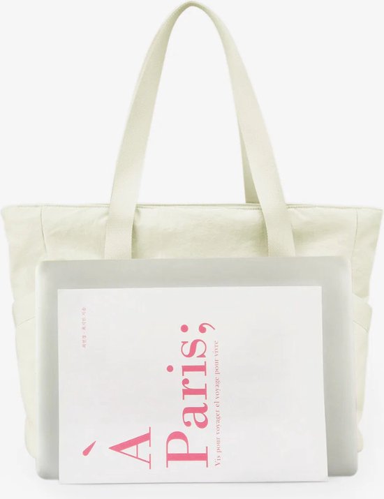 Sacs à main pour femme - Sac cabas zippé - Grand sac bandoulière - Sac d'école - Sac à bandoulière - Sac pour ordinateur portable - Sac à main - Cabas - Sac week-end - Sac shopping - Sac de plage - Yoga / Fitness / Voyage - Beige