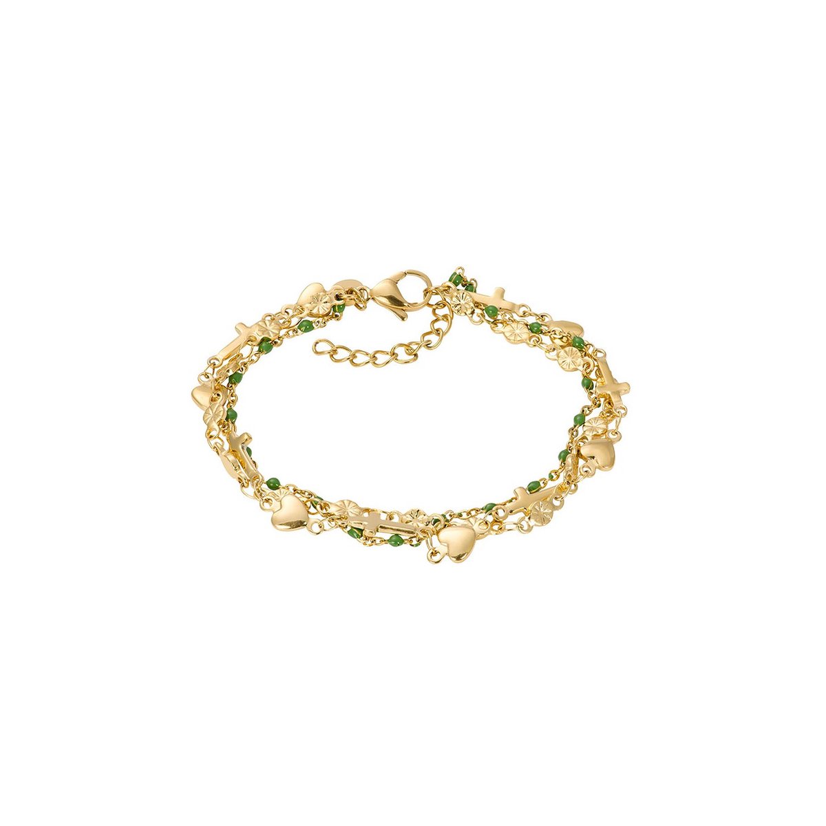 iXXXi Jewelry-Ghana (green beads)-Goudkleurig-Dames Armband