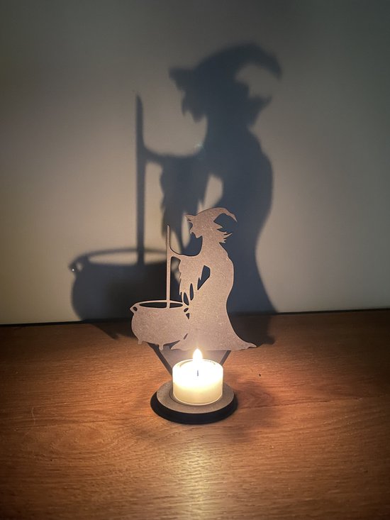 Figurine d'ombre Sorcière d'Halloween - Photophore Halloween - Décoration d'Halloween - Citrouille d'Halloween - Décoration de citrouille - Lanterne d'Halloween - Halloween - Décoration d'Halloween - Accessoires d'Halloween