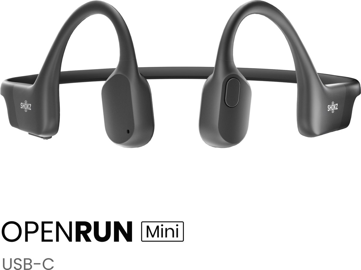 Shokz OpenRun Mini USB-C Open-ear Sporthoofdtelefoon – Bone Conduction – Draadloos – IP67 – Zwart thumbnail 2