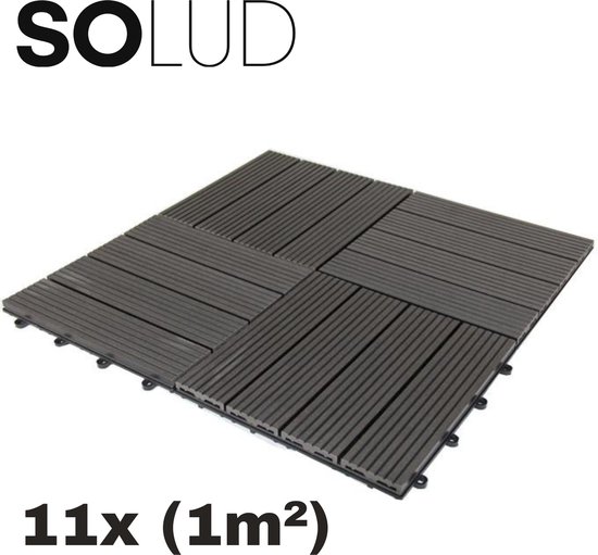 Foto: Solud wpc terras tegels 30 x 30 cm 11 stuks 1m terrastegels kunststof vlondertegel buitenvloeren dektegels kliktegels