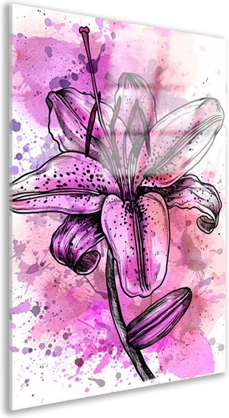 MuchoWow® Glasschilderij 120x60 Cm - Schilderij Glas - Tekening Van Een Walvis En Een Anemoonvis 120x60 Cm Acrylglas Schilderijen Foto Op Glas