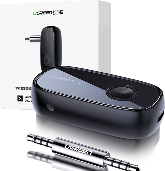 Ugreen Bluetooth 5.0 draadloze audio-ontvanger adapter voor bedrade hoofdtelefoons met aptX, lange batterijduur