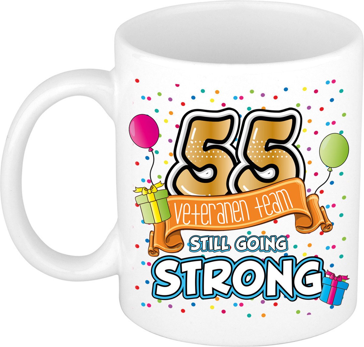 Bellatio Decorations Verjaardag cadeau mok 55 jaar - wit - veteranen team - 300 ml - keramiek