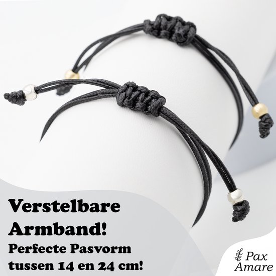 Bracelets d'amitié pour 2 avec Soleil & Lune - Or & Argent - Élastique réglable - Cadeau d'amitié - Pax Amare