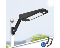 RexTech Solar wandlamp buiten 'Paddle' - Set van 2 stuks - 900 lumen - Helder wit licht (5000K) - IP65 - Tuinverlichting op zonne-energie