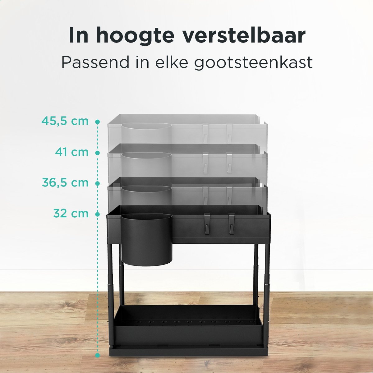 Syver Gootsteenkast Organizer - Keukenkast Organizer - In hoogte verstelbaar - Gootsteenkast - Inclusief microvezeldoekjes — cadeau in Cadeau-ideeën - foto 2