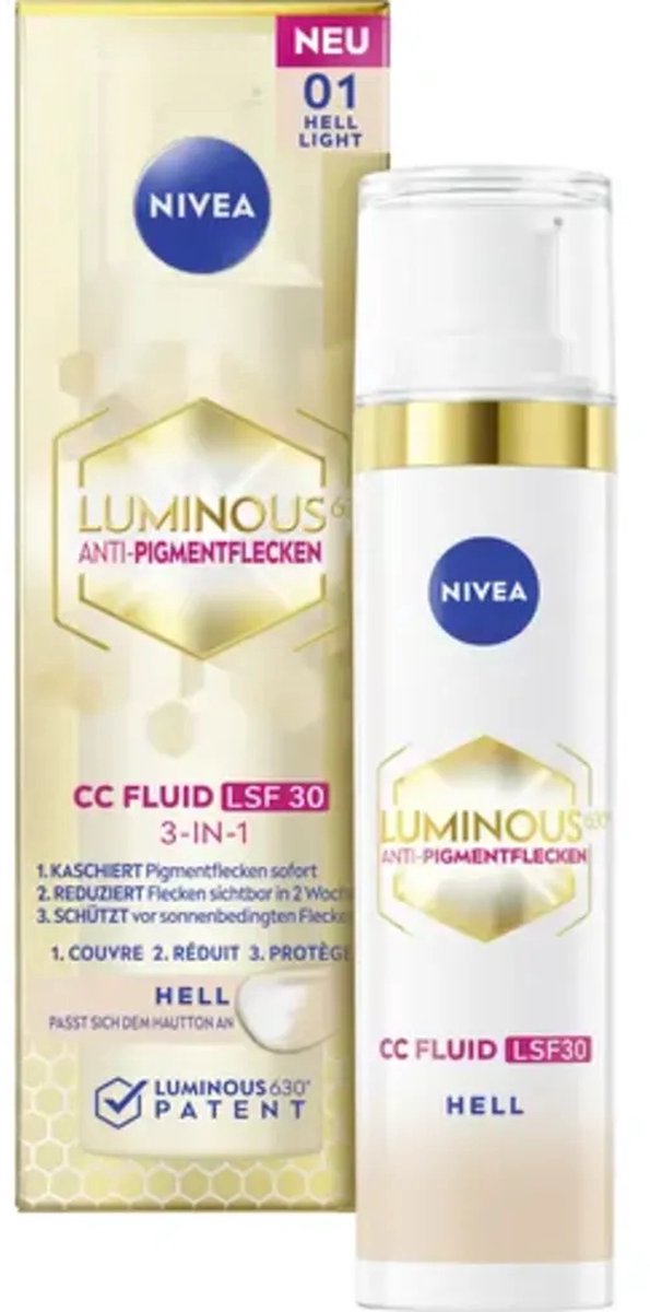 Goedkoopste Nivea Luminous 630 Anti-Pigment Spots CC Fluid SPF 30 for Light Skin Tones