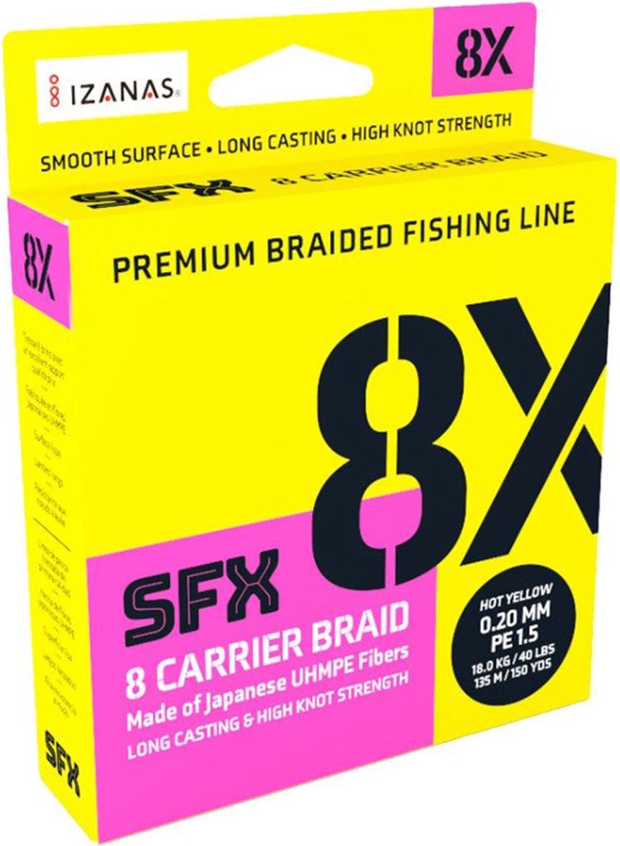 Sufix SFX 8x Hot Yellow 135m Hot Yellow 0.165mm