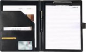 Conférencier A4 - Conférencier - Bloc-notes - Cuir Eco - Porte-documents - Conférencier de travail - Conférencier en cuir - Conférencier de voyage d'affaires - Avec classeur à Ring et porte Stylos - Résistant - Zwart
