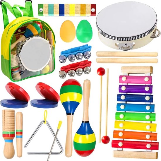 Instrument Musique Bois Enfant Montessori | Xylophone + 10 Accessoires | Cadeau éducatif 3 Ans
