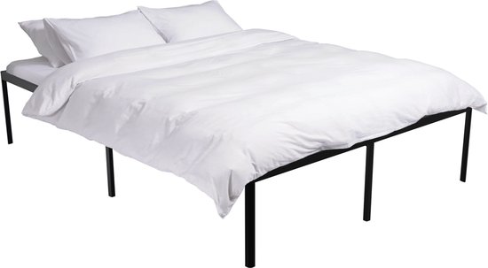 Lit CLP Hamlin - avec espace de rangement - avec sommier à lattes - Cadre de lit robuste - Cadre de lit - Sommier - Avec cadre noir robuste - noir 200x140x41 cm