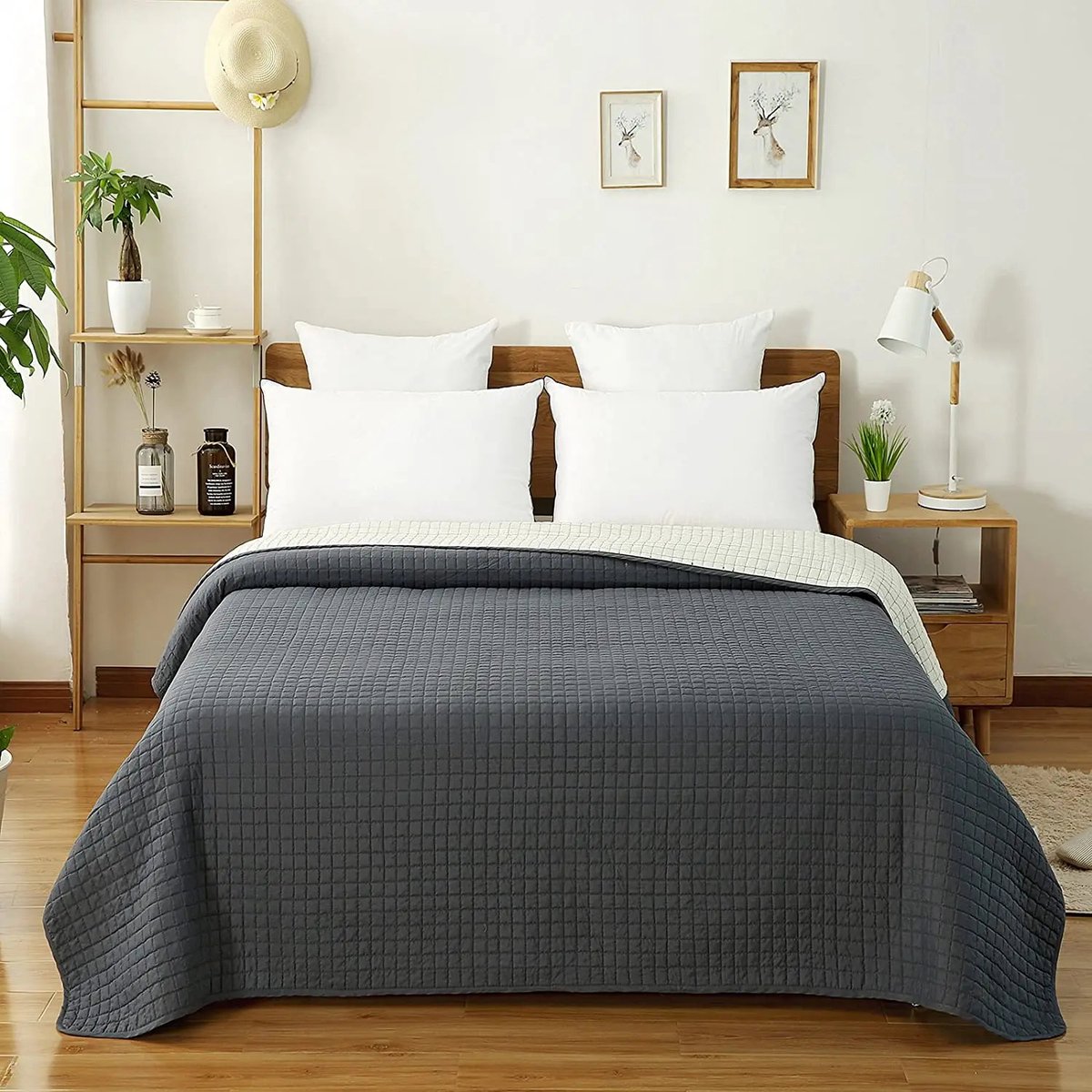 Néos® Bedsprei - Lichtgewicht/Comfortabel - Polyester - Donkergrijs en Crème - 240x260cm