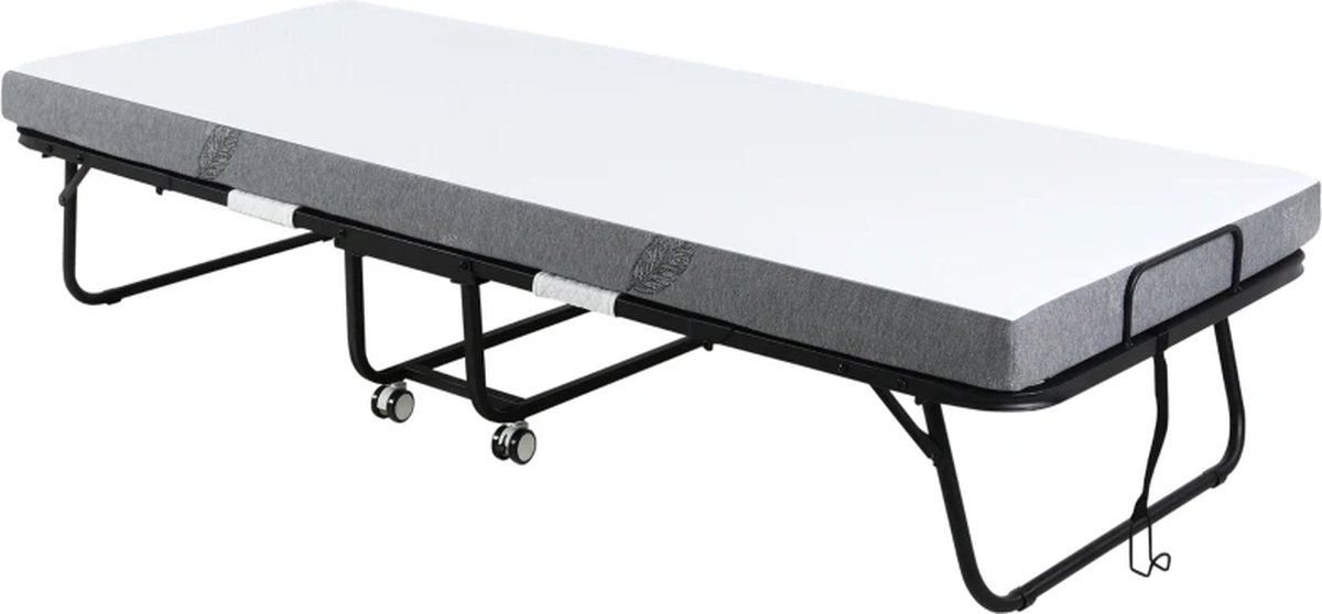 Vouwbed - Opklapbed - Logeerbed - Zetelbed - Veldbed - Kampeerbed - Logeermatras - 1 persoons - Metalen frame