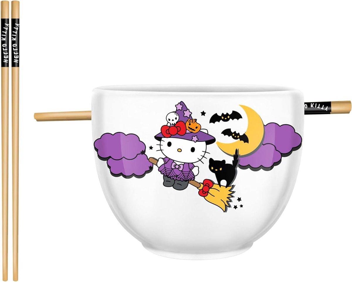 Ramen Bowl Witch 20oz Keramische Ramen Bowl en Eetstokset - Hello Kitty Sanrio