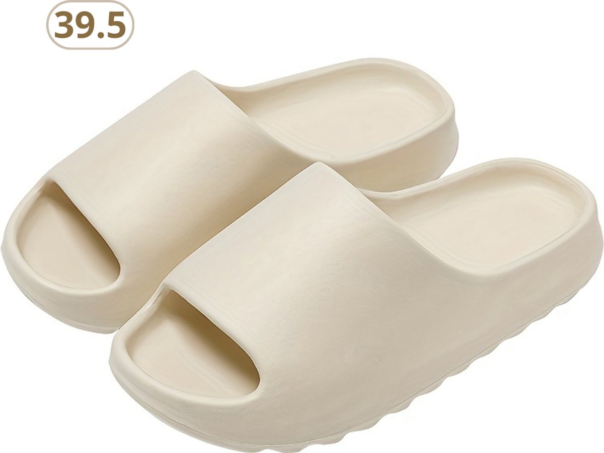 Nivard Comfortabele Slippers - Badslippers - Teenslippers - Anti-Slip Slides - Flip Flops - Stevig Voetbed - Beige - Maat 39.5