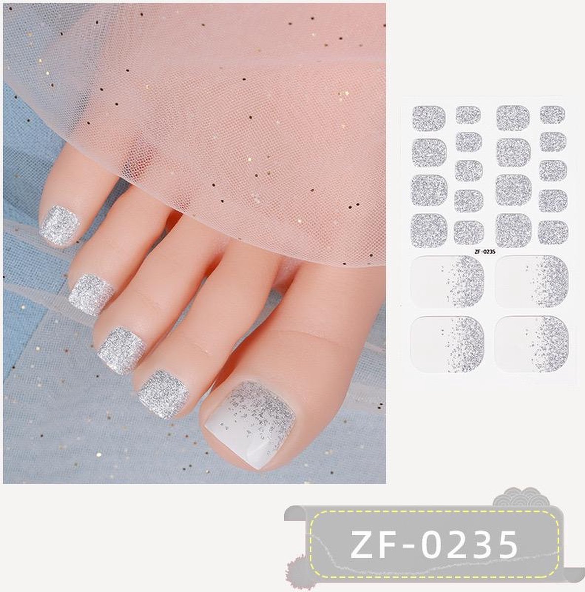 Goedkoopste Prachtige Teen NagelStickers met Nagelvijlen/ 1 vel , 22 tips/ Manicure Feet Nail stickers,Nageldecoratie,Nagellak,Plaknagels / Nail stickers