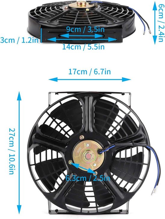 10 Inch Elektrische Koelventilator 12V 80W - Universeel Voor Auto En Vrachtwagen