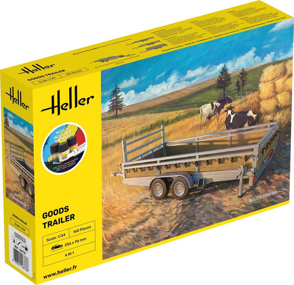 Heller 1:24 56778 Goederen Transport Trailer Aanhanger 4 Bouwopties Starter Kit Plastic Modelbouwpakket