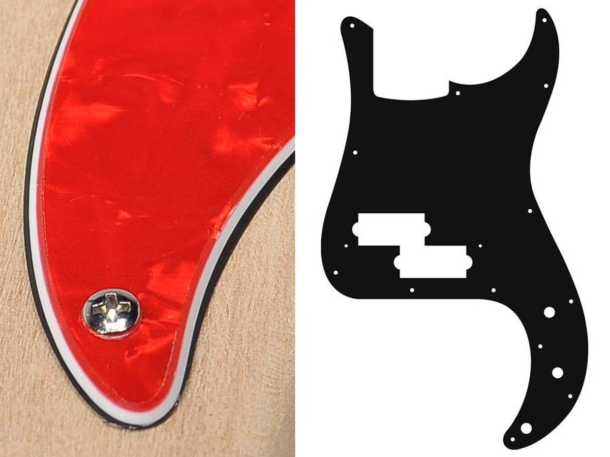 Boston PB-315-PR pickguard, Puncher bass, standard, 3 ply, pearl red