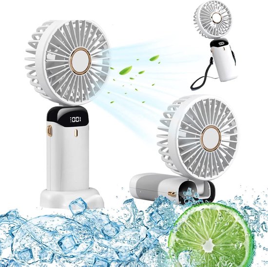 JISULIFE Draagbare bureauventilator, 4500mAh batterijvoeding