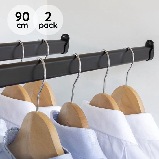 Lot De 12 Supports Tringle à Vêtements + 24 Vis - Pour Tube Ovale - Alliage Zinc Noir - 4.8x1.9x1.2cm
