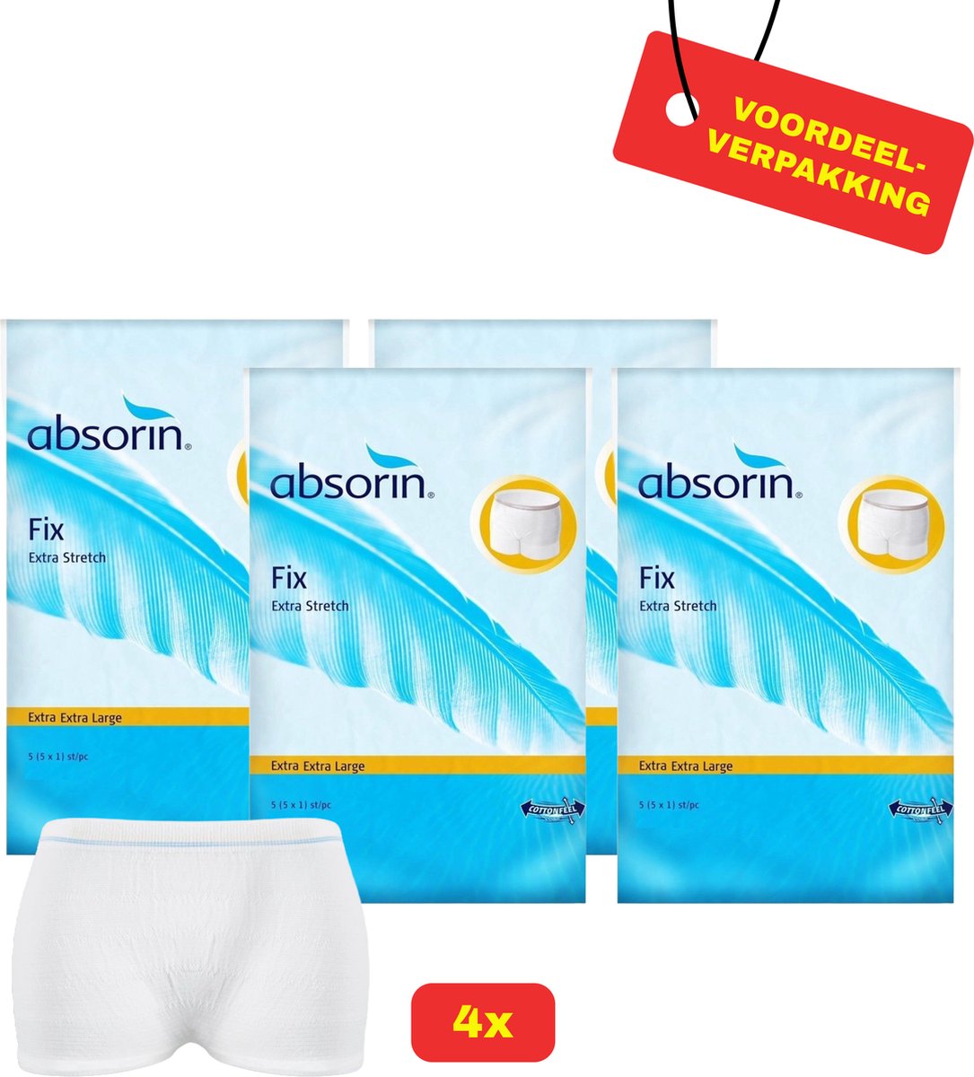 Goedkoopste 4x Absorin Fix Extra Stretch Maat XXL - 4x 5 stuks - Voordeelverpakking!