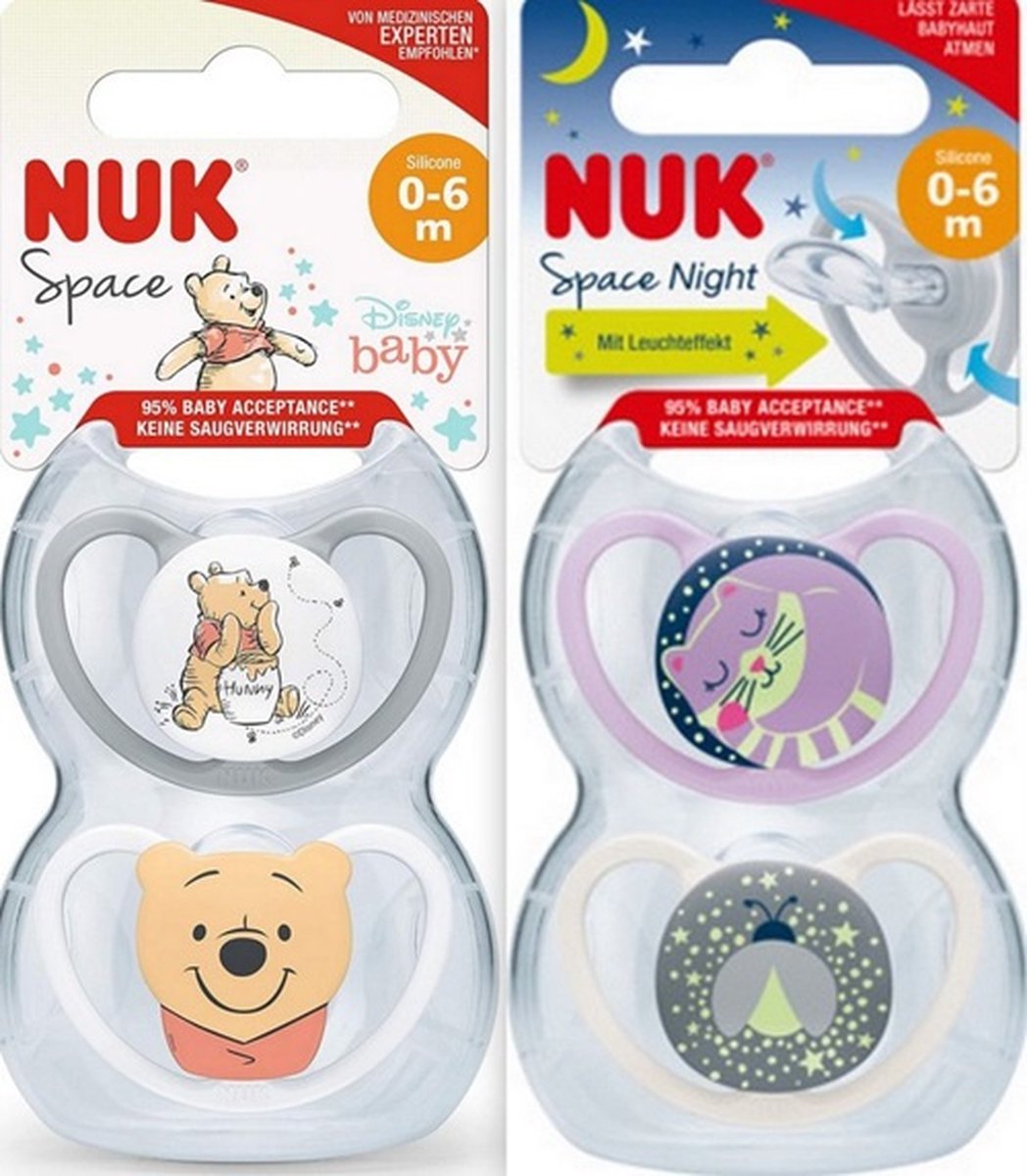 Goedkoopste NUK | Space fopspenen | setje| 0-6 m | lichteffect | extra ventilatie | meisje | roze 0-6 maanden