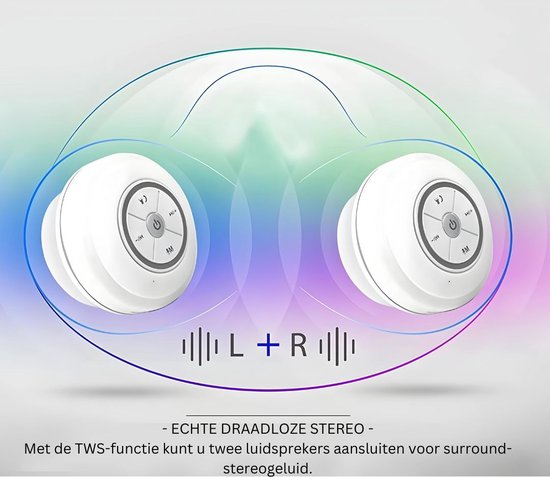 DD Douchespeaker - Douche Radio met Bluetooth - Waterdichte Speaker - Ingebouwde Microfoon - Met Zuignap - Wit - Oplaadbaar van Merkloos — afbeelding 5