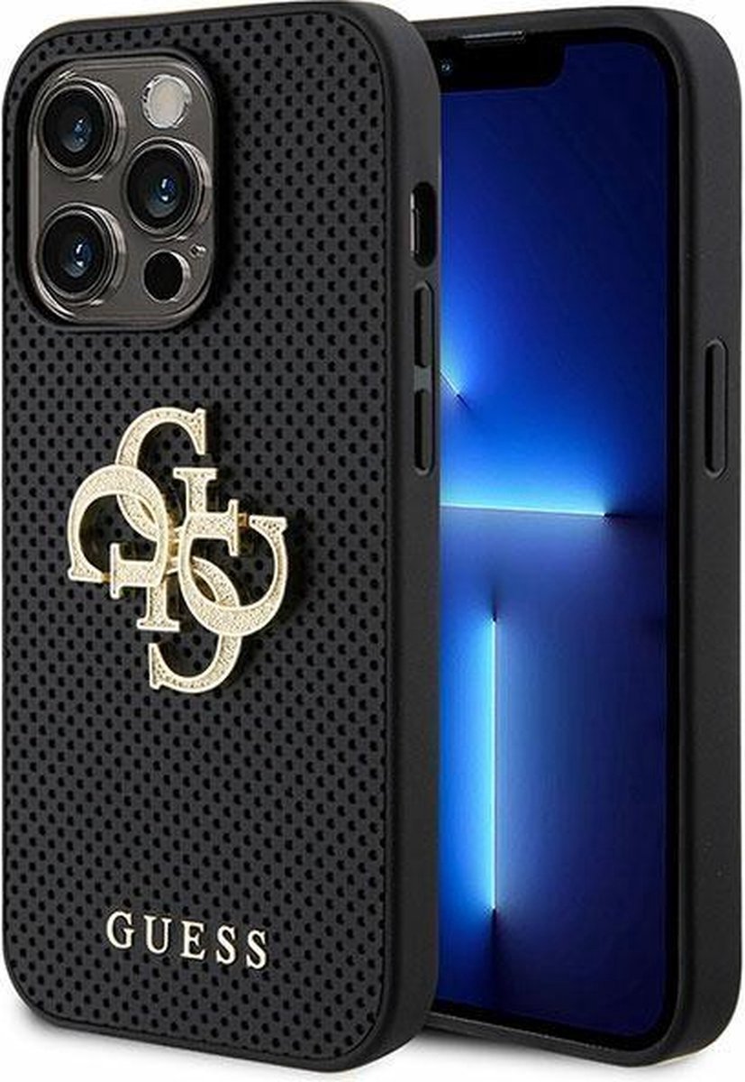 Guess Perforated 4G Back Case - Geschikt voor Apple iPhone 15 Pro (6.1") - Zwart