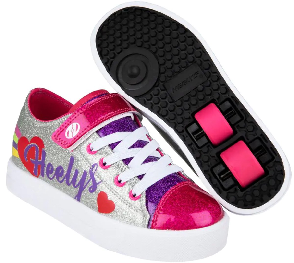 Heelys X2 Snazzy Silver Rainbow Heart