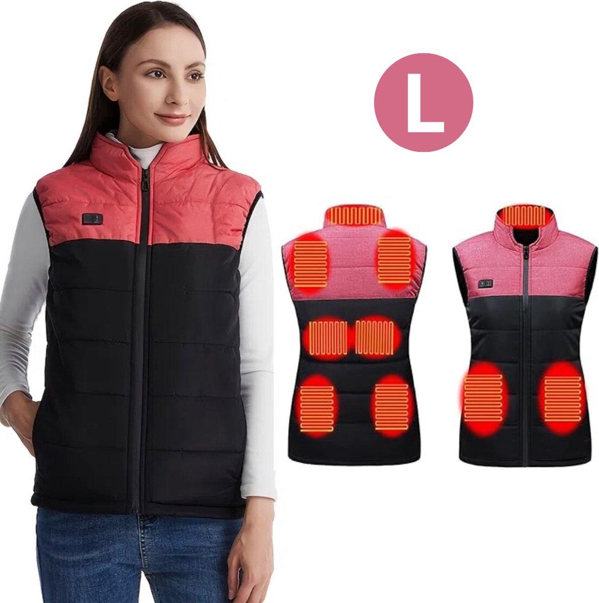 Bovista Verwarmde Bodywarmer - Heated Vest - Elektrische Bodywarmer - Jas - Winter - Oplaadbaar - Unisex - Maat L - Roze