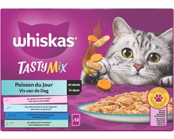 Whiskas Tasty mix vis van de dag in saus- maaltijdzakjes 12 x 85 g