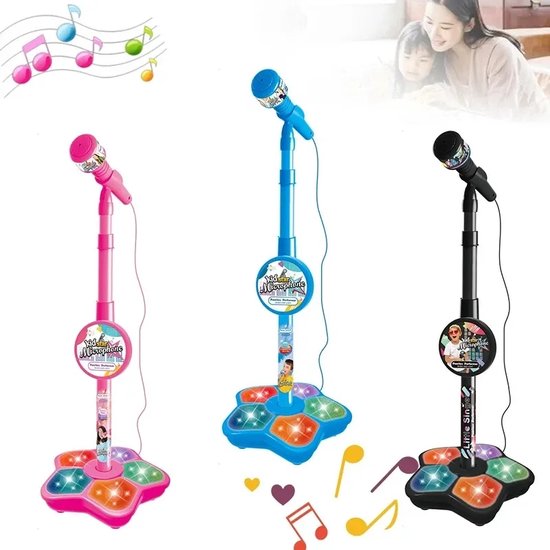 Foto: Karaoke microfoon kleur zwart kinder karaoke microfoon speelgoed microfoon microfoon standaard jongens meisjes zingen karaoke cadeau muziek kindermicrofoon kleuren zwart roze blauw hoge kwaliteit creatief speelgoed